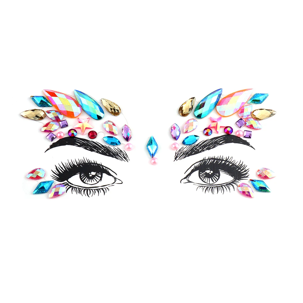 الأزياء الوجه مجوهرات الأحجار الكريمة الذاتي لاصق المؤقتة الوشم مهرجان حزب ماكياج الجسم الفن الأحجار الكريمة حجر الراين فلاش الوشم ملصقات
