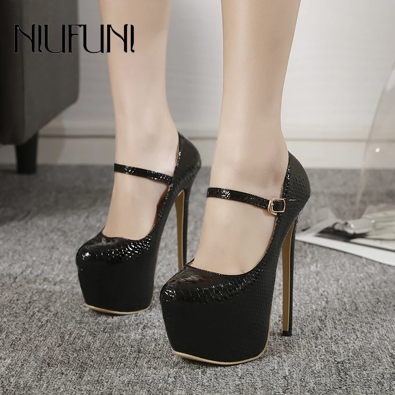 

Women Pumps 2019 Sexy Wedding Shoes Mary Jane Party Ankle Strap Pumps Platform Ladies Shoes Thick Heeled Black Working Shoes