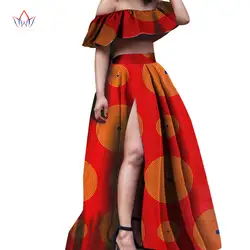 2019 Африканский летняя юбка комплект модные, пикантные юбки Дашики Базен плюс Размеры костюмы для Для женщин топ без бретелей разрезы юбки