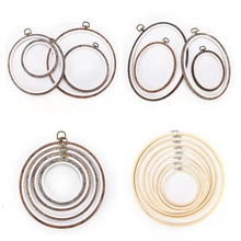 12-34cm redondo/ovalado marco de plástico de madera bordado aro anillo círculo lazo para Cruz puntada mano DIY bordado herramientas de costura(China)