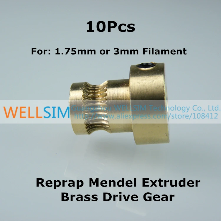 10Pcs Reprap Mendel Extruder Drive Gear For 1.75mm 3mm Brass Bore 5mm
