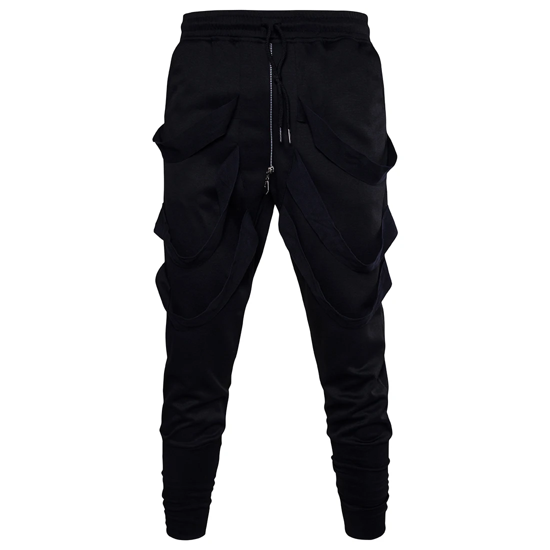 New fashion hip hop drawstring men's trousers men long black casual ...