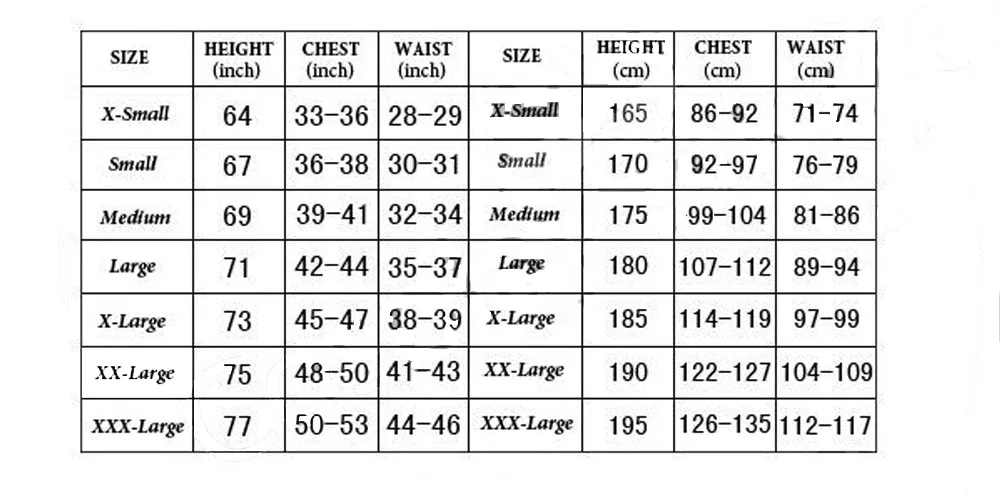 Raoul Size Chart