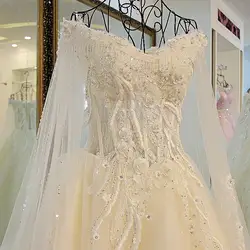 Роскошное Свадебное платье 2016 длиной до пола с кристаллами и бисером, с v-образным вырезом, с длинными рукавами, vestidos
