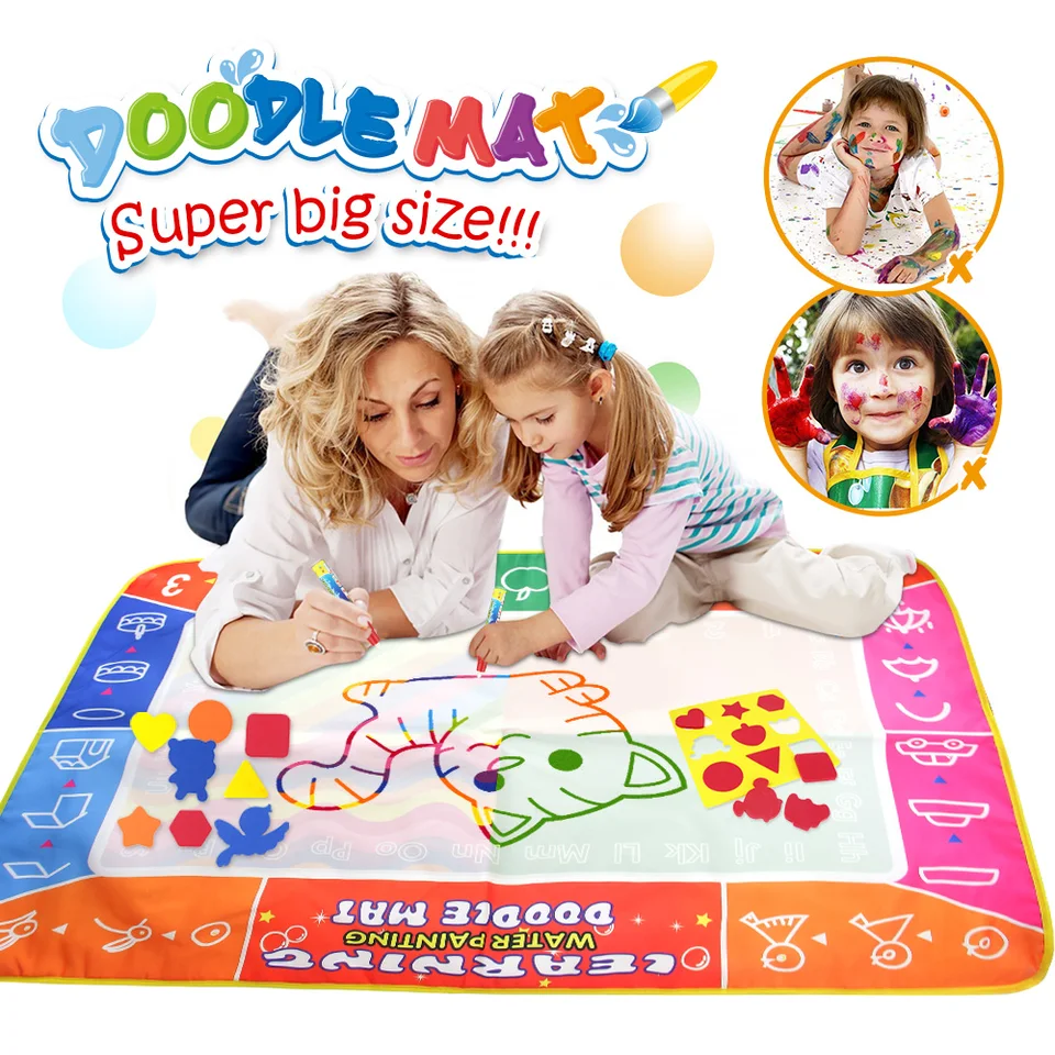 120*90cm Water Drawing Mat with Magic Pen Painting Drawing Board Canvas  Painting Coloring Books for Kids Art Educational Toys