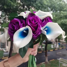 Круглые фиолетовые Свадебные цветы искусственные синие Калла лилии свадебные букеты Свадебные букеты De Mariage Rose