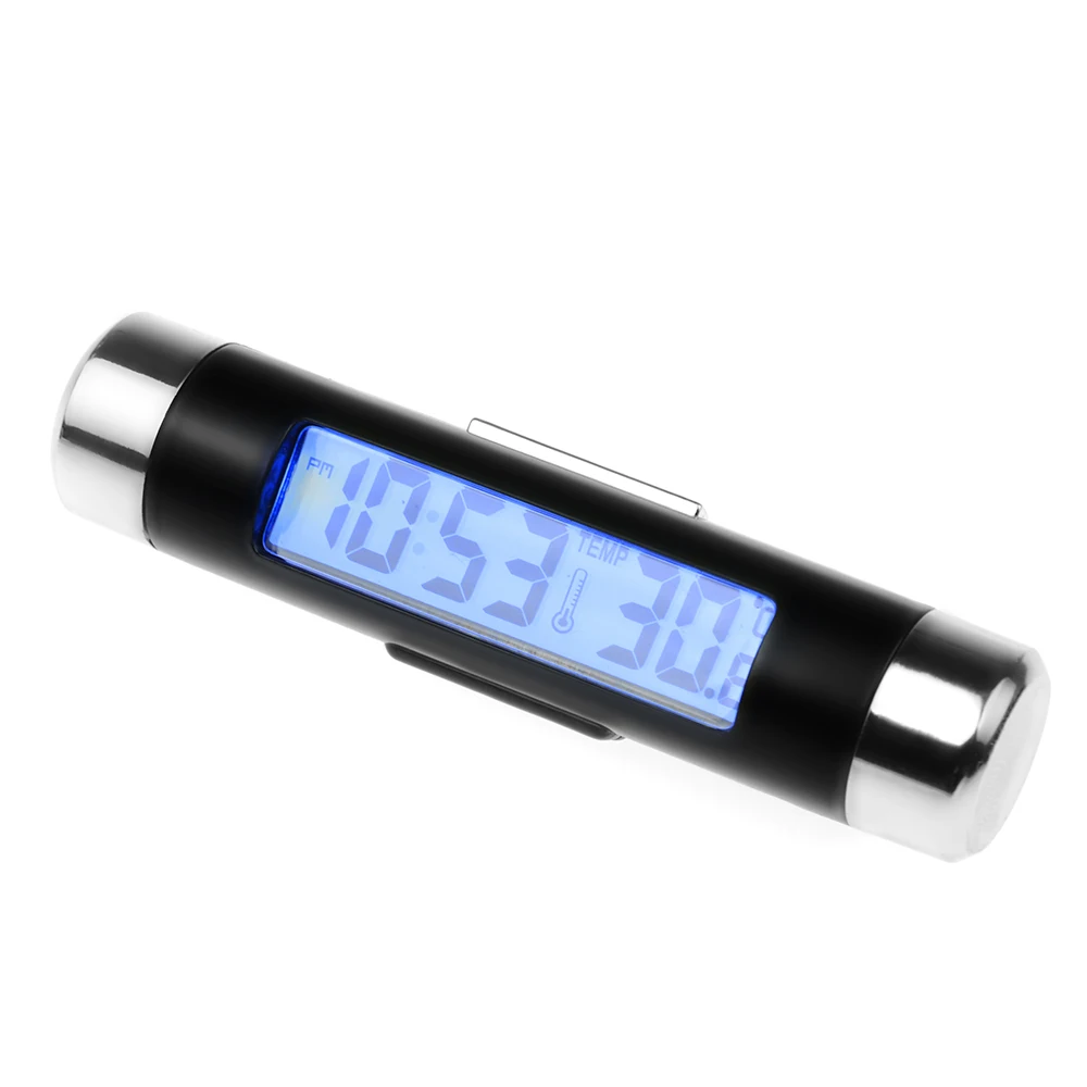 Авто 2in1 ЖК дисплей Clip on цифровой Температура термометр часы календарь