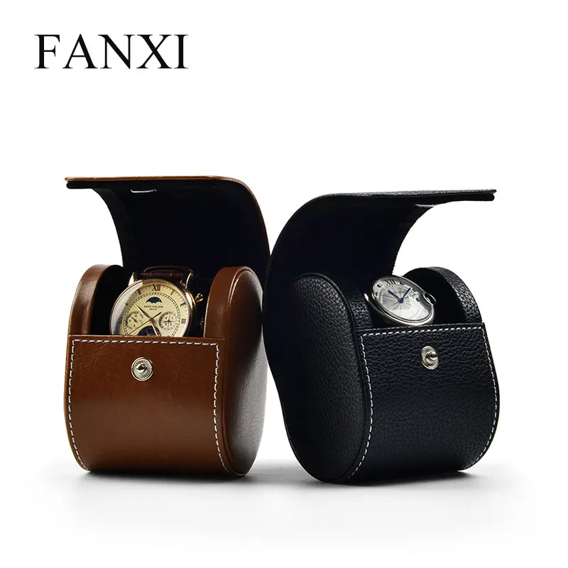 Fanxi сумка для часов черный футляр наручных из искусственной кожи с застежкой