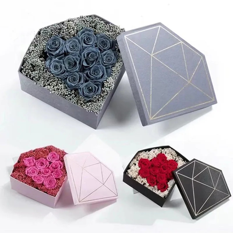 2 Pcs A Set Flower Packing Diamond Pattern Box Flower Packaging Boxes