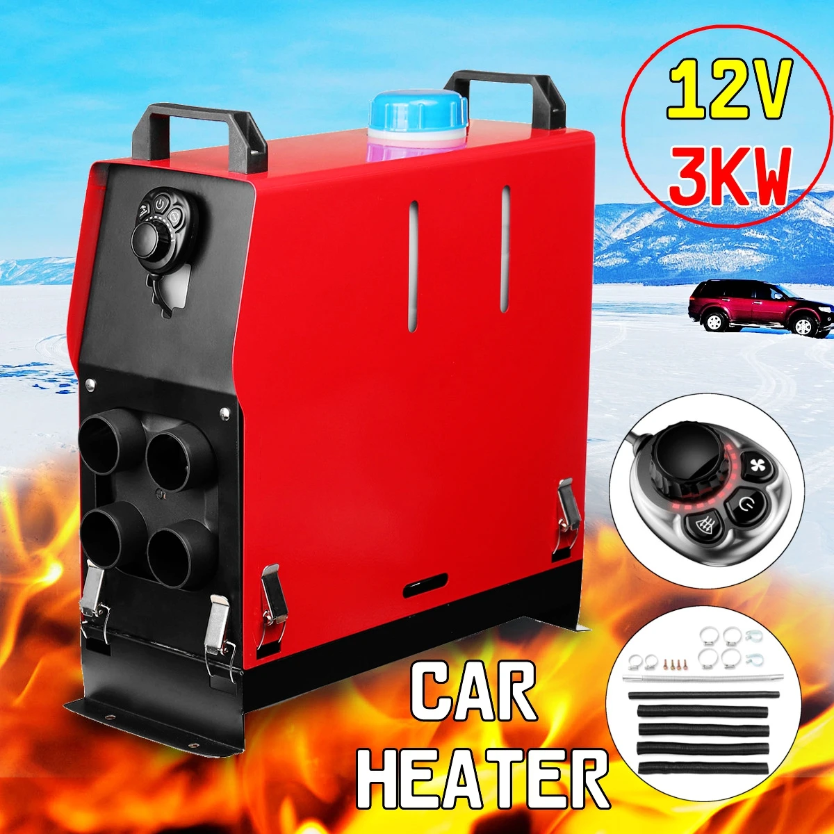 

3000W Air diesels Heater 3KW 12V 4 Holes Car Heater For Trucks Motor-Homes Boats Bus +Newest Switch