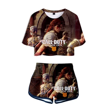 

New Fashion 3D Printed Women Summer Two Piece Sets Short Sleeve Crop Tops+Shorts Casual Hot Sale Girls Sexy Wear