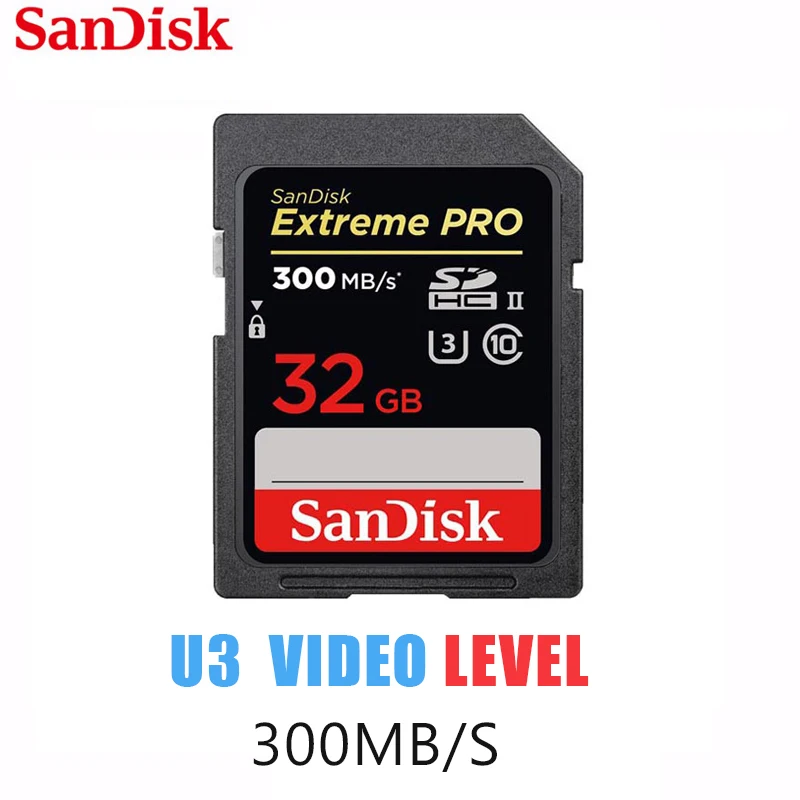 

Original SanDisk Extreme Ultra High Speed SD 32GB 64GB 128GB Class 10 300M / s U3 SDHC SDXC UHS-II Flash Memory Card for Camera