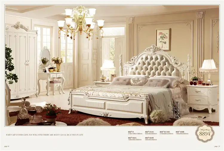 European Royal Bedroom Furniture Sets Classic Bed Dresser Set 0409