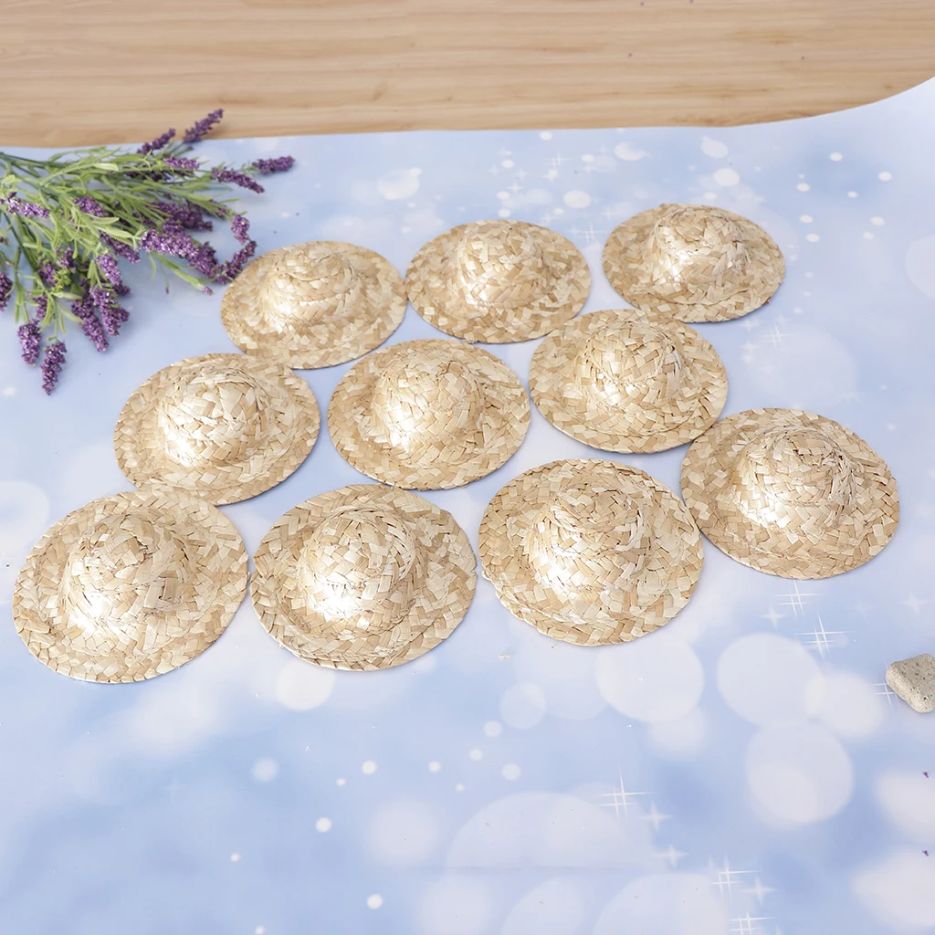 10 PCS Knitting Straw Bowler Doll Hat Cap Cotume Clothes Clothing Decoration Accessories for Dolls