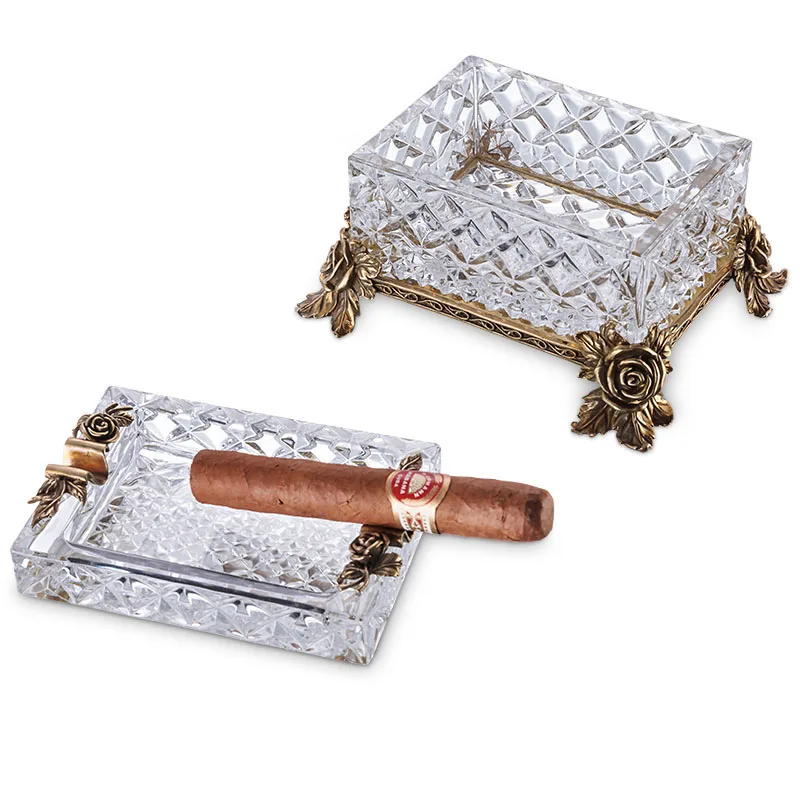 

Cigar ashtray European Austrian crystal ashtray bronze sculpture FH01-1232