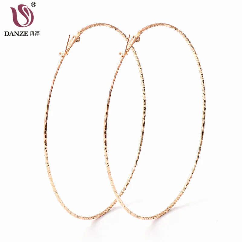 

DANZE Personality Gold Silver Rose Gold Big Round Hoops For Women Fashion Jewelry Punk Metal Circle Earrings Dropshipping