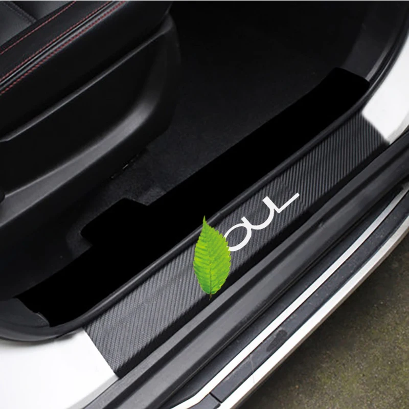 

4PCS carbon fiber vinyl sticker Car Door Sill Scuff Plate for KIA SOUL Parts Accessories