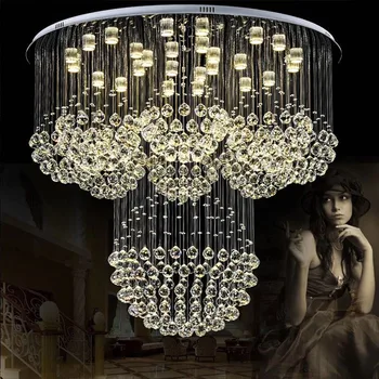 

ZYYModern Luxury LED Circular Crystal Lights Hotel Engineering Lantern Crystal Light Duplex House Villa Living Room Chandelier