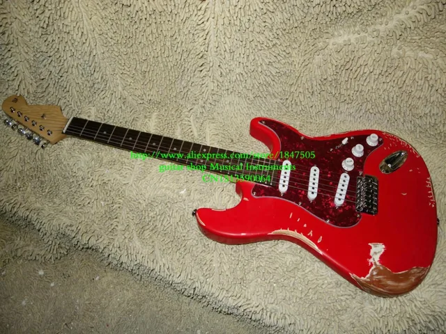 Cheap Custom Shop 1961   Heavy Relic Electric Guitar Fiesta Red High Quality Wholesale