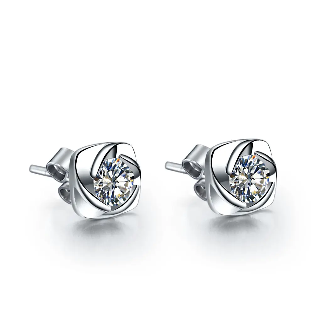 Необычные 0.25Ct 4 0 мм каждый G-H синтетический бриллиант серьги-гвоздики Тесты