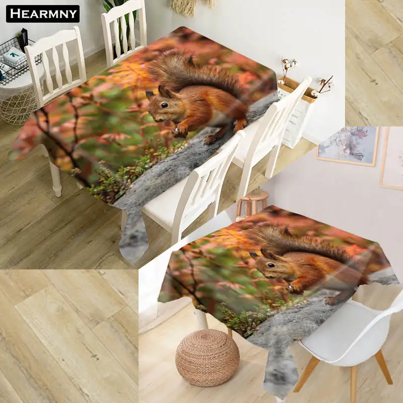 Ceny Niestandardowe wiewiórka zwierząt obrus wodoodporna tkanina oxford plac prostokątny obrus na ślub obrus pokrowce na telewizor