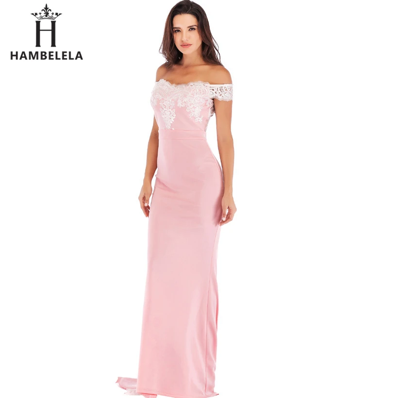HAMBELELA Vestido De Festa Pink Black Red Mermaid Dress Lace Top Bodice Slim Long Formal Party Dress Charming Wedding Party Gown (1)