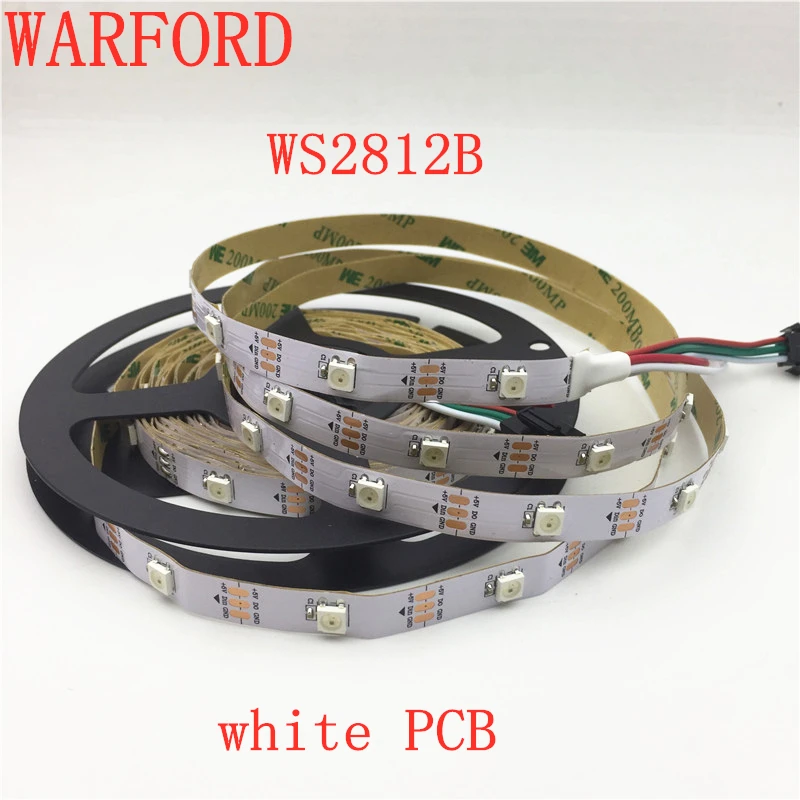 DC5V WS2812B 30/60/74/96/144 пикселей/светодиодов/m Smart led пикселей полосы черный/белый