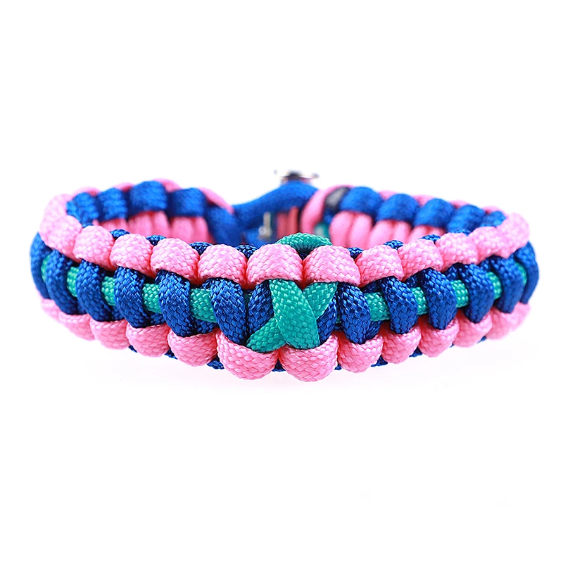 

Hyung Pune Adjustable Thyroid Cancer Awareness Ribbon Bracelet Unisex Paracord Survival Bracelet Gift xmd058