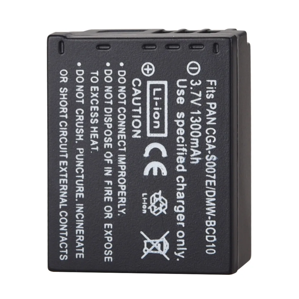 2x1300 мАч батареи для Panasonic Lumix DMC TZ1 TZ2 TZ3 TZ4 TZ5 TZ50 TZ15 CGA-S007 CGR-S007E литий-ионный аккумулятор
