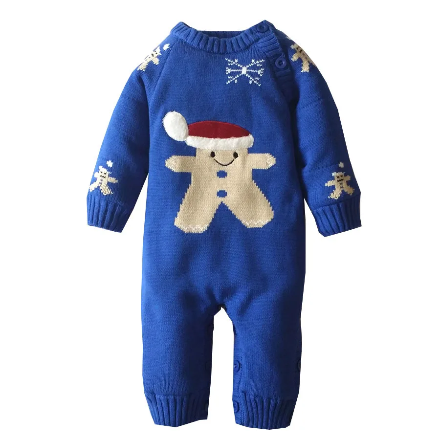 Baby Knitted Rompers Christmas Snowman Winter Thick Warm Kids Outerwear