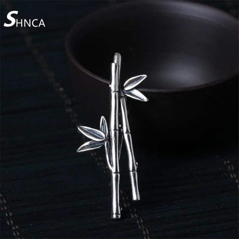 

SHNCA Fine Jewelry Genuine 100% 925 Sterling Silver Original Handmade Bamboo Broches Brooches For Women Silver 925 Jewelry F020
