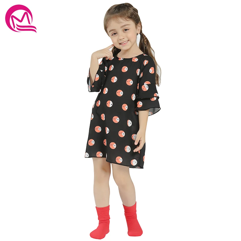 

Girls Dress MQ 2018 New Arrival Summer&Spring Kids Clothing Half Sleeve Print Casual Dresses For Girls Cotton Loose Mini Dress
