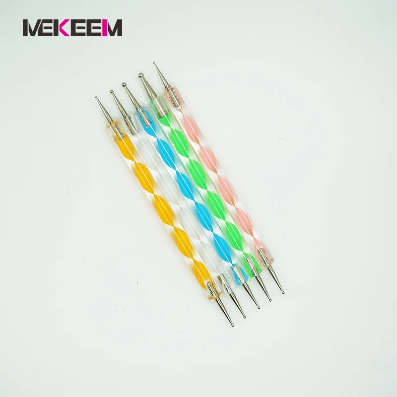 

Mekeem 5pcs 2-Way Nail Art Dotting Pens Crystal Rhinestone Dotting Drill Dot Painting Point Pen Nail Polish Pen Drill Point Pen