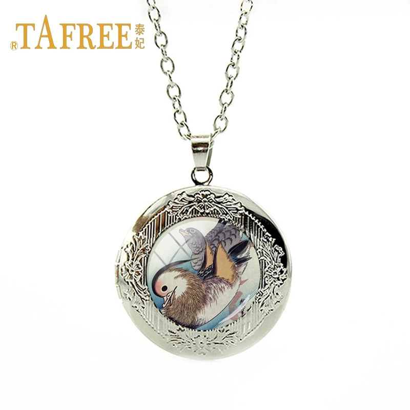 

TAFREE New fashion Vintage mandarin duck Necklace Works of literature and art locket Pendant accessories jewelry MD09