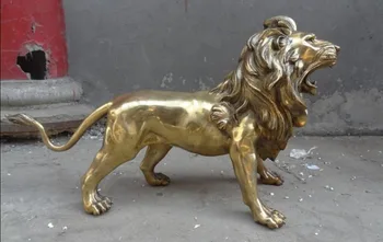 

SUIRONG---609+++23" Chinese Brass Animals Ferocious FengShui Foo Fu Dog Lion Statue Sculpture