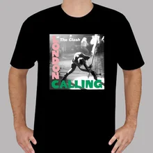 Shirt Designer Short Sleeve Fashion New The Clash London Calling Rock Band Legend Men'S Black Crew Neck Mens T Shirts