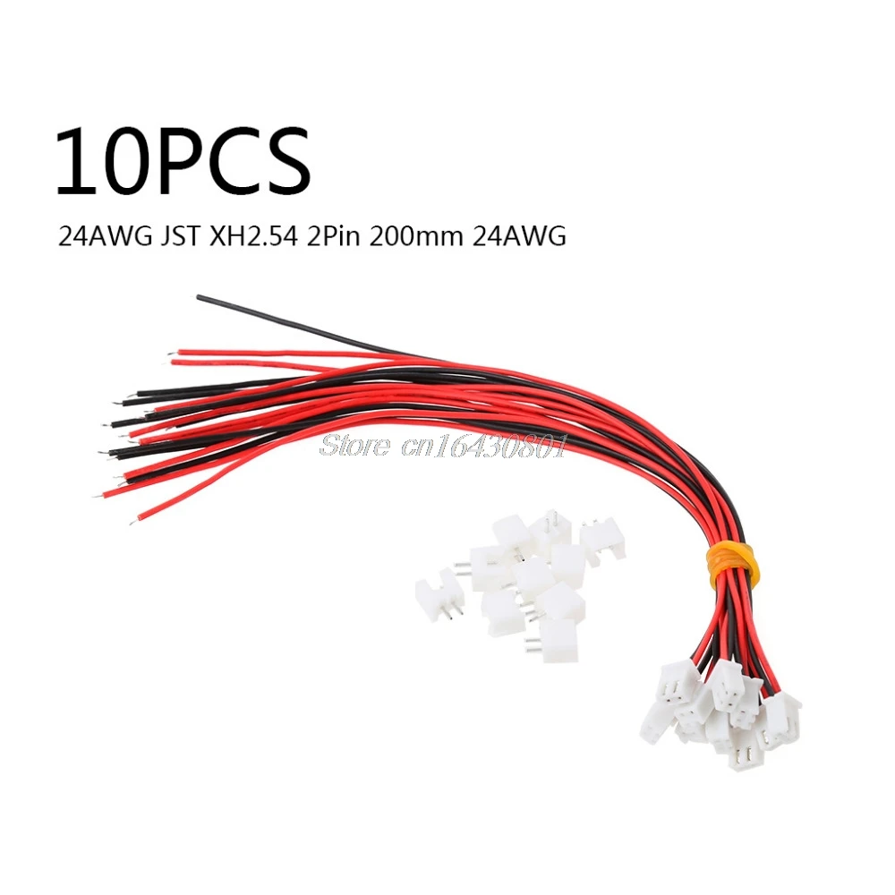 10 Pcs Lot 24AWG JST XH2 54 2 Pin Connector Plug Wire Cable 20cm Length New
