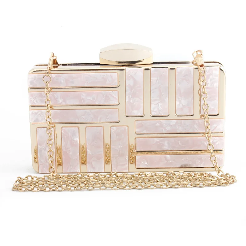 Evening Bag Marble Pattern Acrylic Clutches Ladies Hard Case Small
