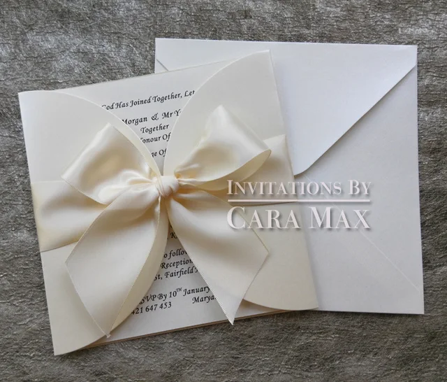 Aliexpress Ca0703 Simple Ivory Wedding Invitations With Ca0703 Simple Ivory Wedding Invitations With Bow