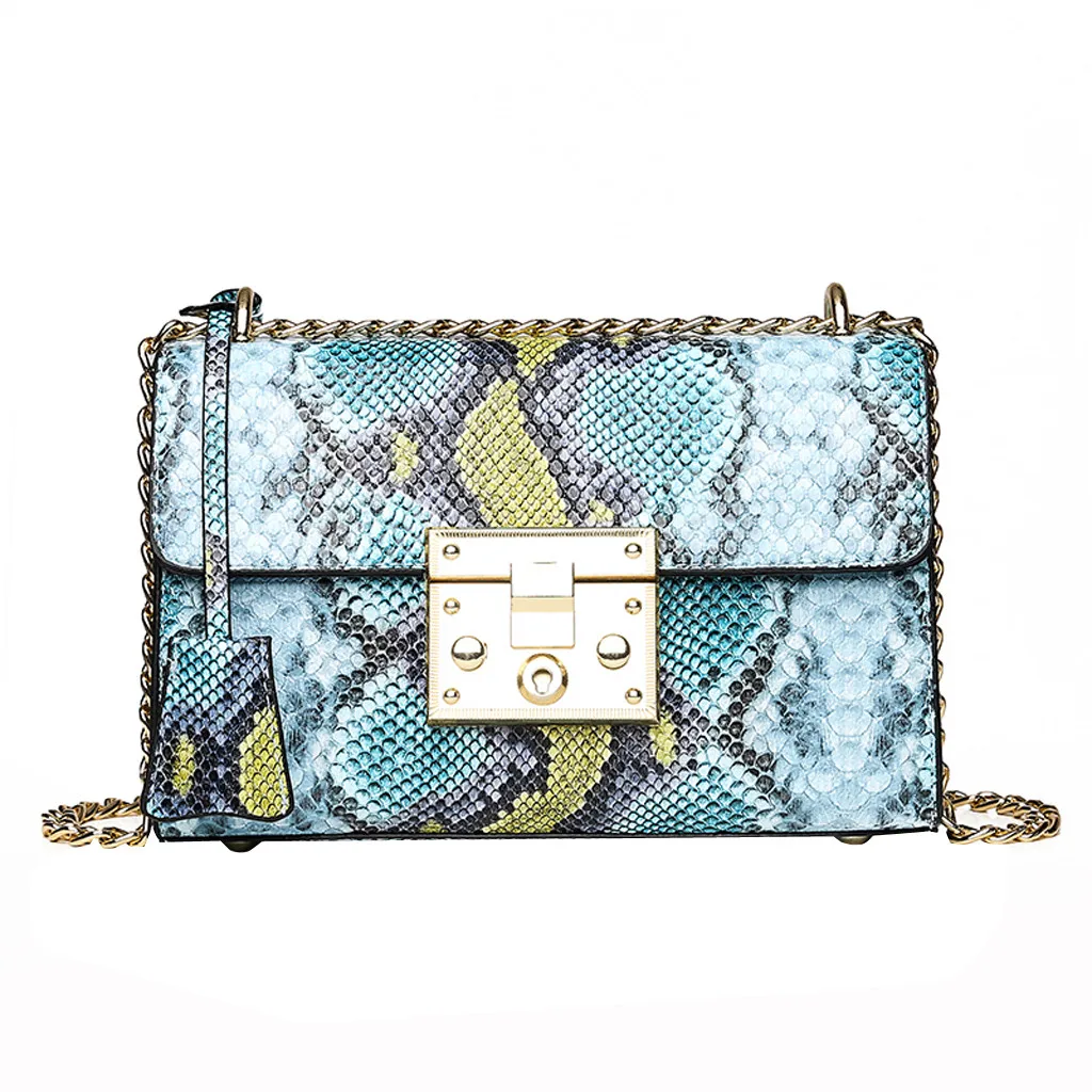 

Women Retro Serpentine Crossbody Bag Messenger Bag Shoulder Bag Flap Shape Handle Chain Bag Serpentine Pattern Type June 4