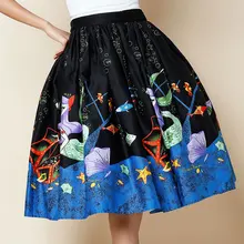 vintage 50 mexican high waist Pocket swing circle midi skirt cotton plus size 4xl saia femininas faldas pin up rockabilly skirts