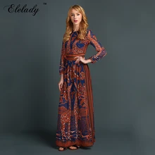 Elelady Новое модное коричневое богемное женское шифоновое длинное платье весна лето повседневные пляжные платья женс