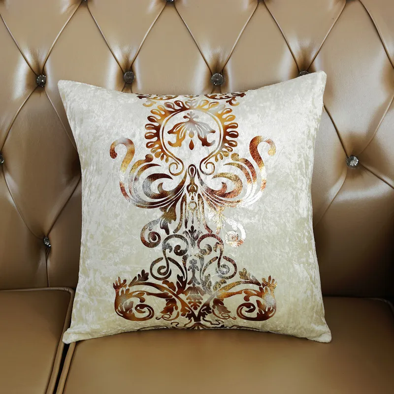 المنزل الديكور غطاء وسادة الأوروبية المخملية البرنز المخدة الفاخرة جديد الكلاسيكية مكتب أريكة غطاء وسادة سيارة