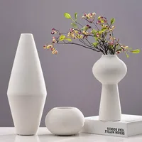 Nordic Classic White Art Ceramic Flower Vase Dining Room Creative Decoration Porcelain Vases 2