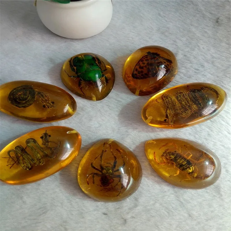 

natural amber beeswax insect pendant