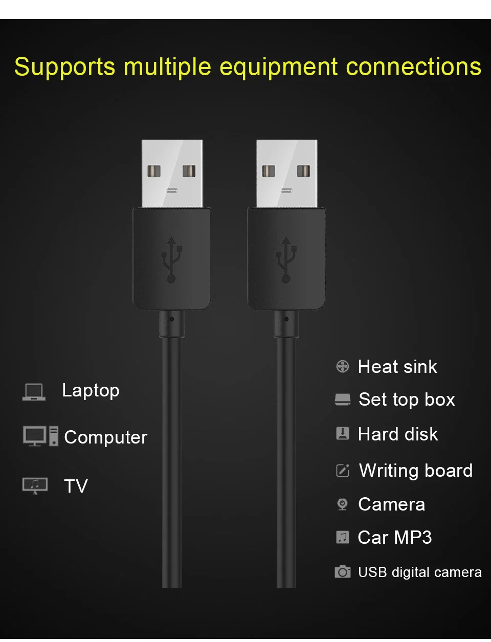 USB 2.0 Extension Cable 1m 2m 3m  USB to USB Cable Type A Male to Male  for Radiator Hard Disk Car Webcam MP3 Laptop Set Top Box (2)