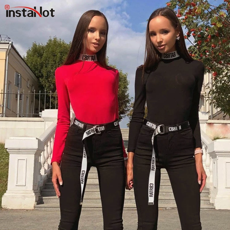 Боди InstaHot женское со стоячим воротником и принтом| |