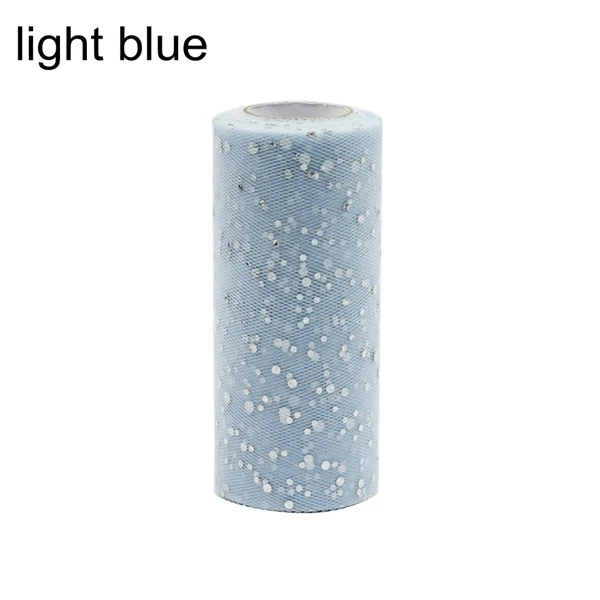 25YardX15cm блеск рулон тюля с блестками ремесла алмаз органзы прозрачный элемент для настольная дорожка домашний сад Свадебная вечеринка украшения - Цвет: Light blue