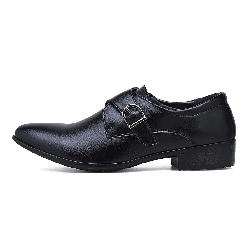 

Large Size Handmade Soft PU Leather Mens Comfortable Formal Shoes Black Party Business Wedding Monk Strap Dress Shoes 35D50