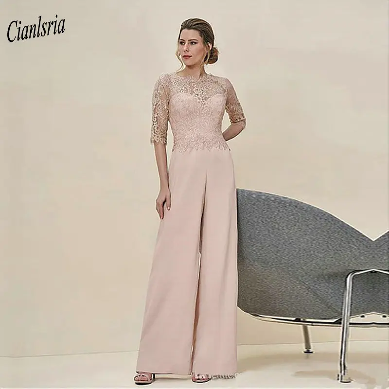same as pic Мать невесты платья Комбинезоны для женщин Sheer средства ухода за кожей Шеи Аппликации кружево Половина рукава элегантный индивидуальный - Цвет: same as pic